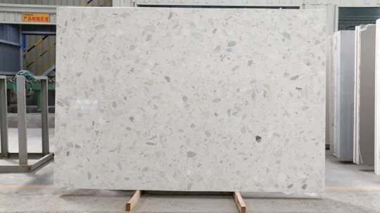 Large Particle White Artificial Marble Floor Paving