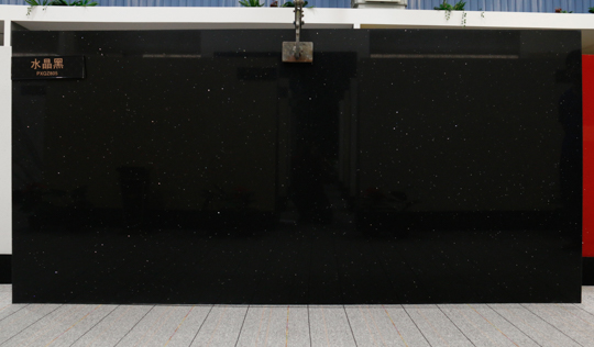 Crystal Glazed Particle Black Artificial Quartz Countertop